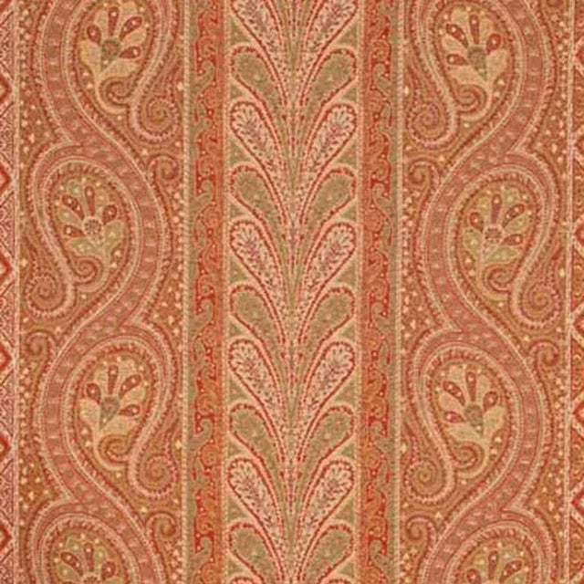 Schumacher Chatelaine Paisley Fabric in Red/ Moss For Sale