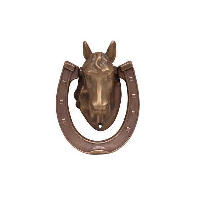 Bronze Door Knocker Horse head with Horse shoe knocker . just use the Horseshoe to knock. Great looking piece on your door...