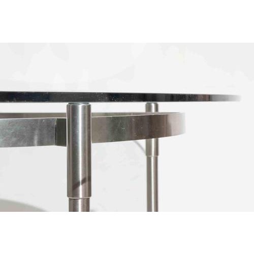 Modernist Glass and Steel Occasional Table on Castors, Italy, 1970s For Sale - Image 4 of 7