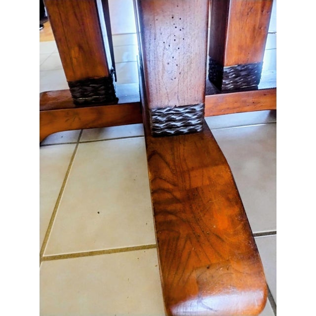 Chinese Extendable Dining Table Made of Solid Pine, Decorated With Polished Stone For Sale - Image 3 of 8