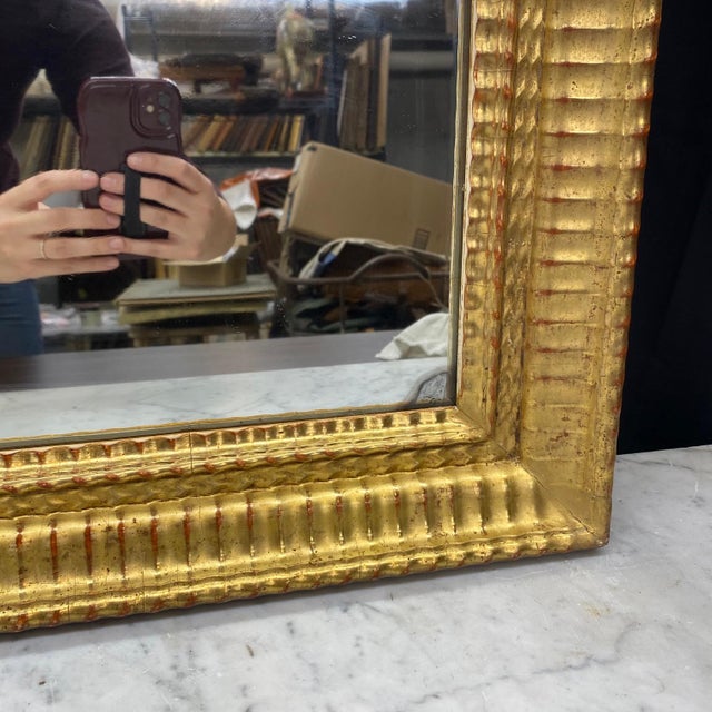 Gold 18th Century French Carved Giltwood Wall Mirror With Original Gold Leaf Paint For Sale - Image 8 of 8