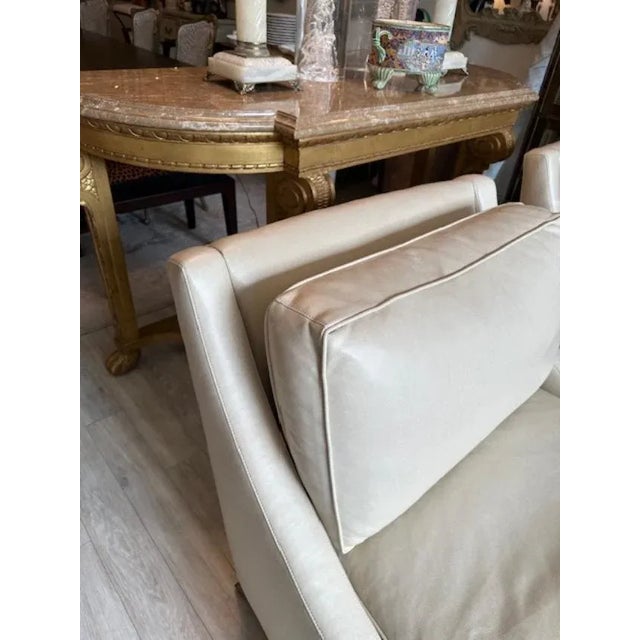 Transitional Pair of Vegan Leather Baker Lounge Chairs For Sale - Image 3 of 7