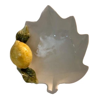 Italian Majolica Lemon Leaf Dish / Bowl For Sale