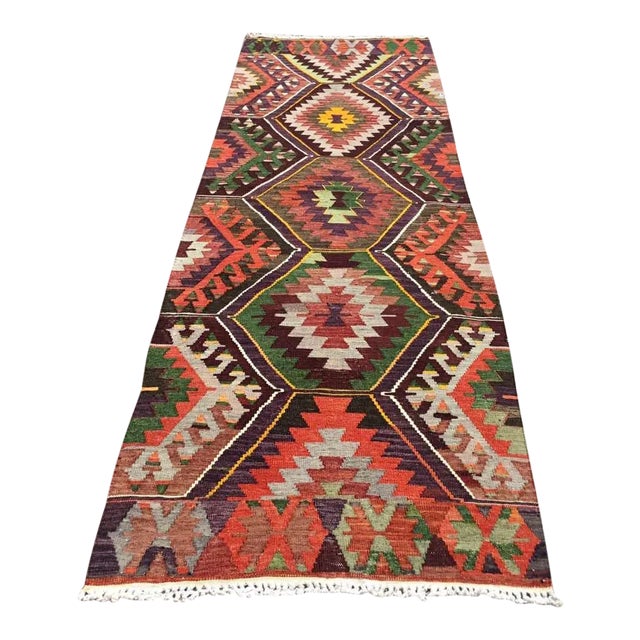 Vintage Turkish Kilim Runner - 33" X 104" For Sale