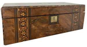 Victorian 19th Century Writing Slope in Wooden Marquetry Chest