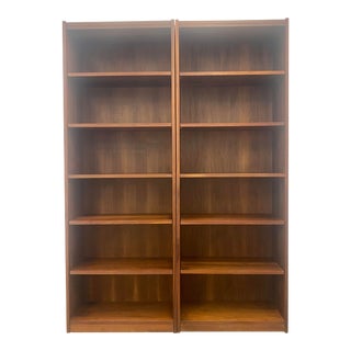 1990s Tall Teak Bookcases - a Pair For Sale
