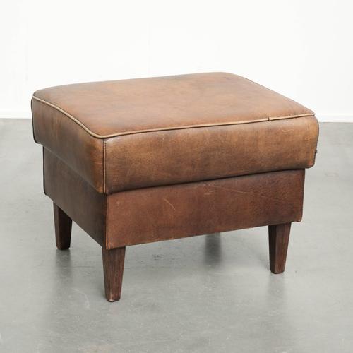 Vintage Brown Sheepskin Ottoman For Sale - Image 12 of 12