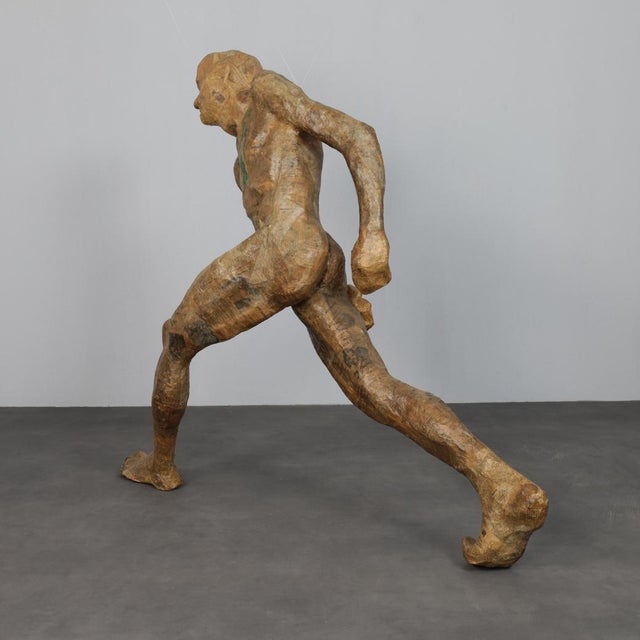 Karol Broniatowski, Life-Size Running Figure Sculpture, 1972, Papier Mache For Sale - Image 4 of 11