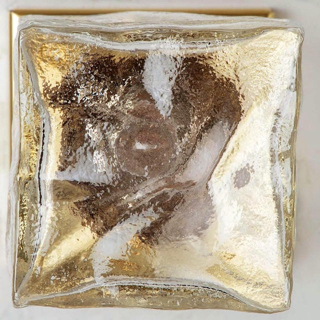 Metal Square Glass and Brass Light Fixture from J.T. Kalmar, Austria, 1960 For Sale - Image 7 of 16