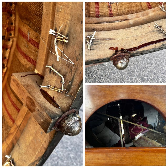 Mid Century Modern Tufted Snakeskin Nautilus Settee Coin Sofa With Wood Top For Sale - Image 18 of 18