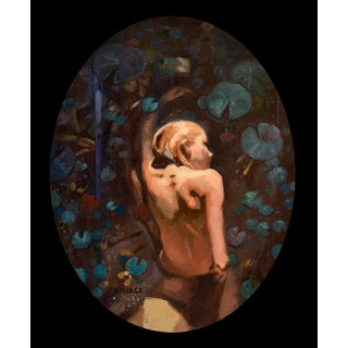 Lillies by Ryan Morse | Oil on canvas depicting a figure among water lilies For Sale