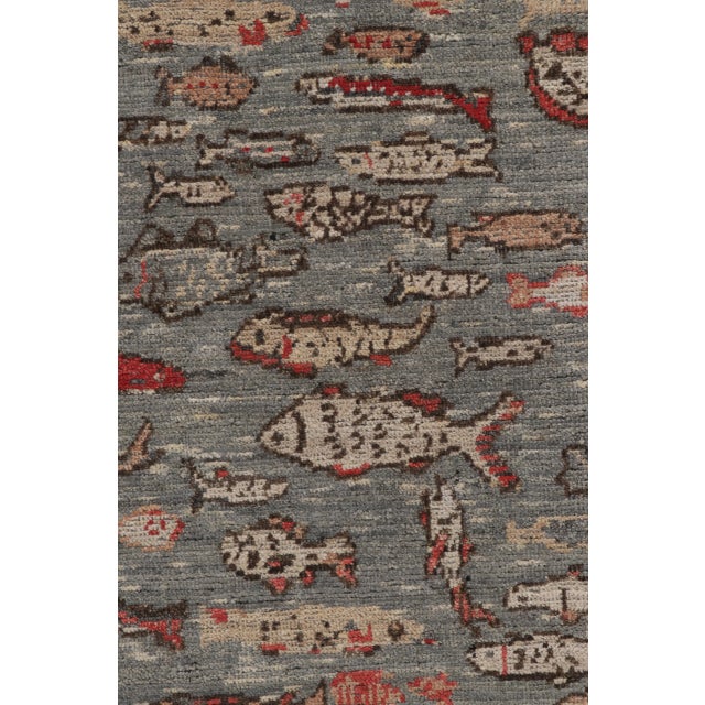 Textile Contemporary Fish Pictorial Modernist Wool Rug by Rug & Kilim, India For Sale - Image 7 of 10