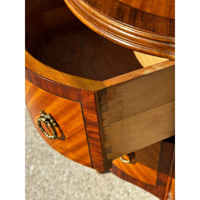 1940s 1940’s Louis XV Marquetry Drum Style Nightstand For Sale - Image 5 of 11