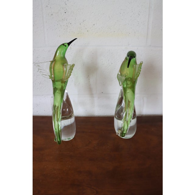 Green Murano Glass Birds-Pair For Sale - Image 8 of 10