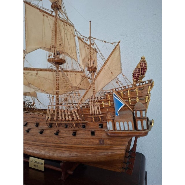 1950s Large Model of the Ship La Couronne French Vessel, 1636 For Sale - Image 5 of 9