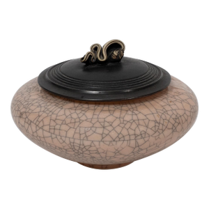 Andrew McCorkindale Raku Crackle Glaze Lidded Vessel