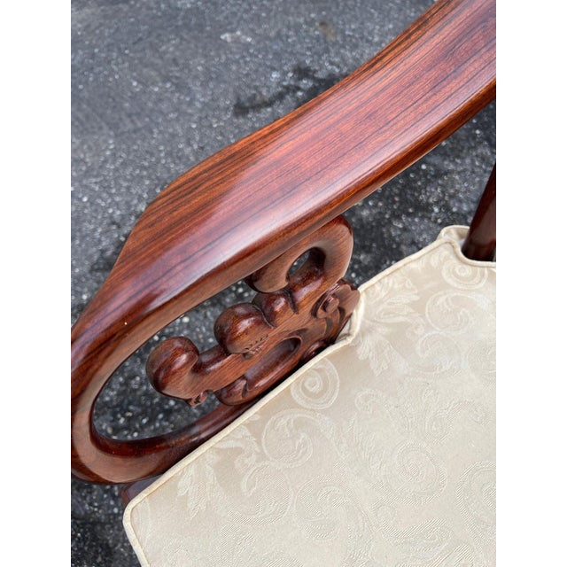 Exquisite Pair of 20th C. Chinese Hand-Carved Rosewood “Imperial Dragon” Armchairs Hongmu Mid Century For Sale In Portland, ME - Image 6 of 13