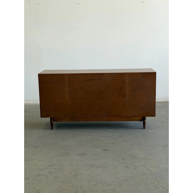 Brown 1960s Walnut Dresser With Brass Accents by American of Martinsville For Sale - Image 8 of 11