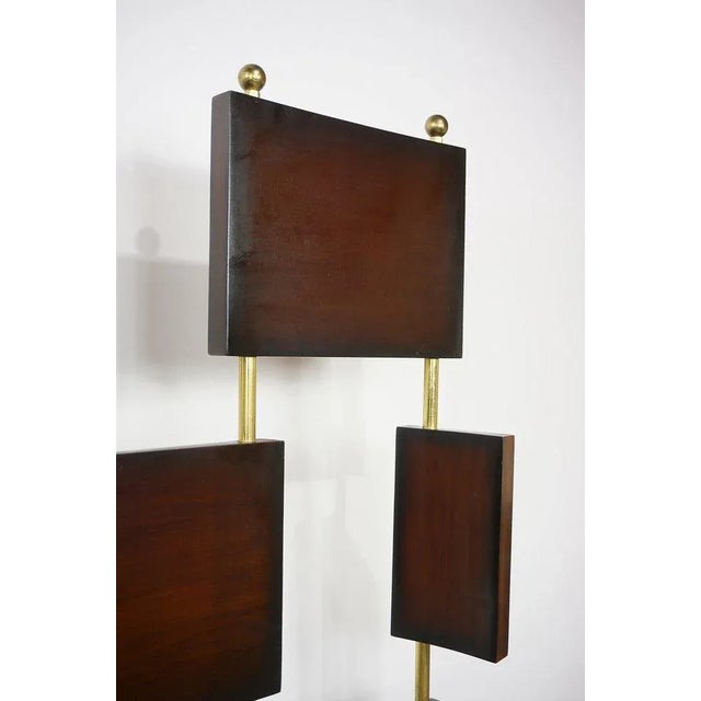 Wood Vintage Wooden and Brass Room Divider For Sale - Image 7 of 18
