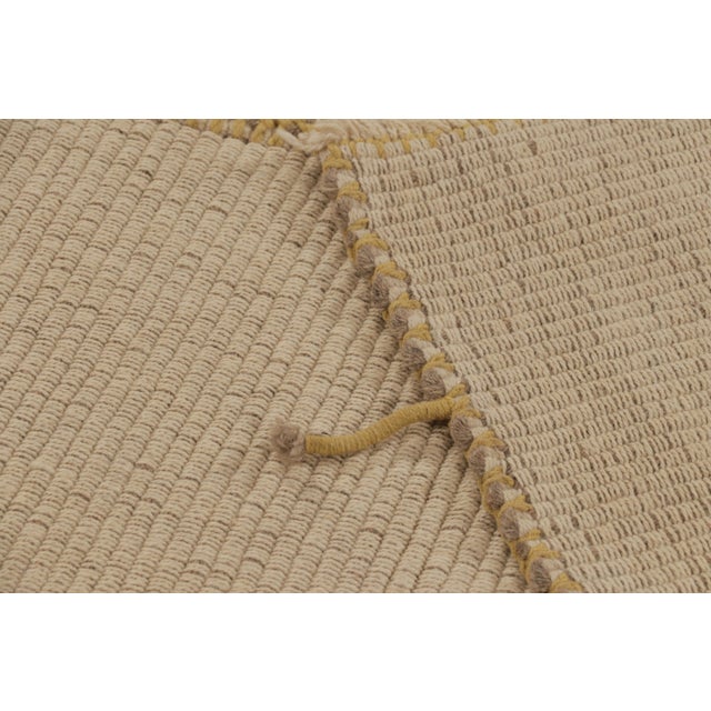 Brown Rug & Kilim’s Accent Kilim, Square Rug With Textural Beige and Mustard Stripes For Sale - Image 8 of 8