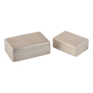 Antique German Export Silver and Gilt Boxes, 1922, Set of 2 For Sale