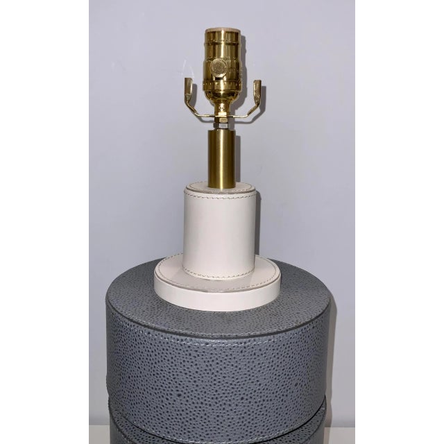Currey & Company Currey & Co. Modern Gray Faux Shagreen Prototype Table Lamps Pair For Sale - Image 4 of 5