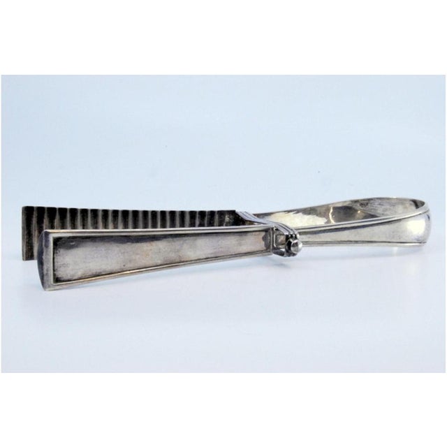 Silver Plain Silver Salad Tongs with Raised Trim For Sale - Image 8 of 9
