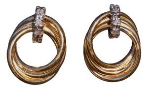 The Rincon: Yellow Gold Modern Studs with Diamonds, 2 Pieces