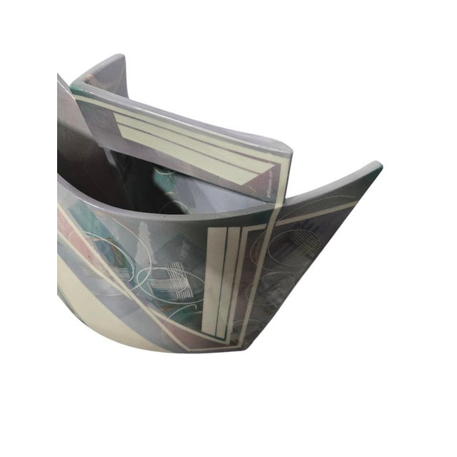 Postmodern Late 20th Century Huge Signed Hubert Sculptural Ceramic Vessel – Postmodern Geometric Studio Art Pottery (26”) For Sale - Image 3 of 10