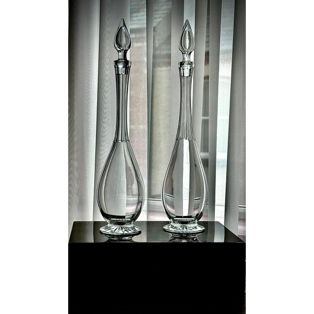 Antique Clear Glass Teardrop Decanters, 1890s, Set of 2 For Sale - Image 3 of 16