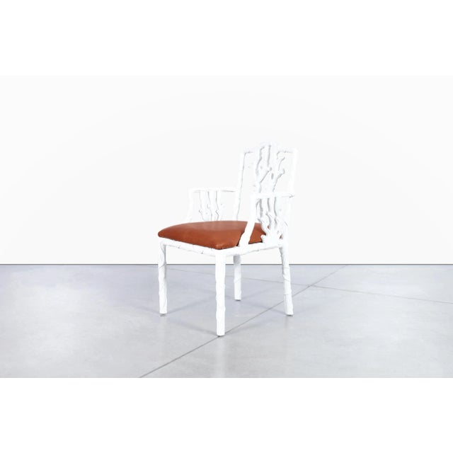 Vintage Hollywood Regency White Lacquered and Leather Armchairs, 1950s For Sale In Los Angeles - Image 6 of 12