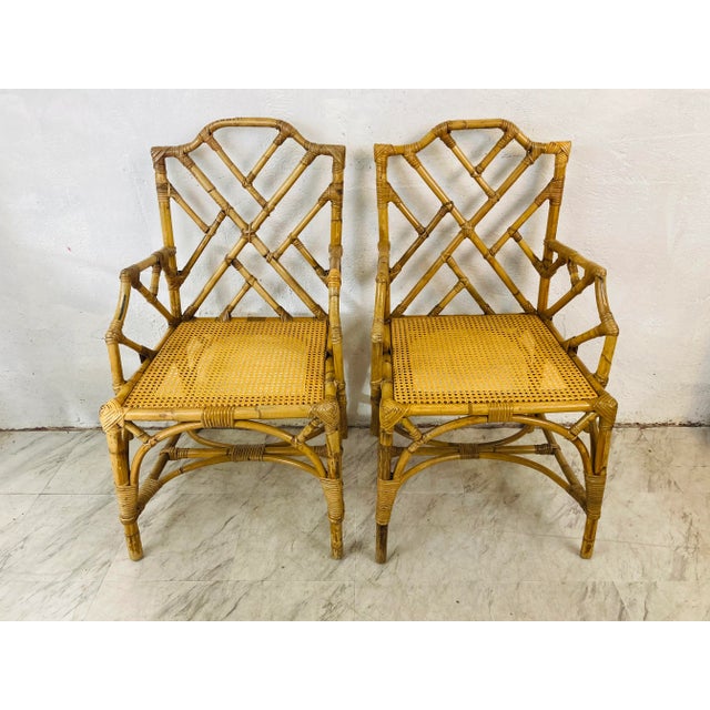 Midcentury Italian Rattan Arm Chairs, a Pair For Sale In Charleston - Image 6 of 10