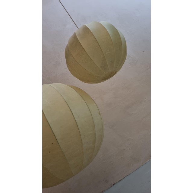 Metal Italian Cocoon Pendant Lamps, 1960s, Set of 2 For Sale - Image 7 of 7