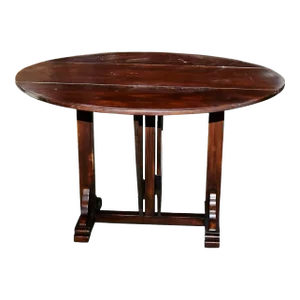 Antique French Carved Drop-Leaf Wine Tasting Table
