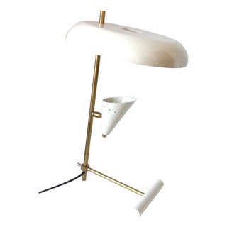 Italian Brass & White Lacquered Lamps - A Pair For Sale