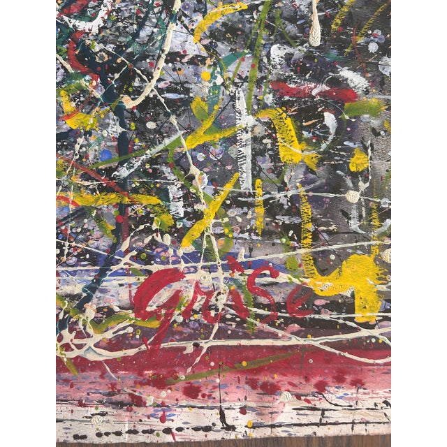 1970s Mid-Century Modern Abstract Expressionist Mixed Media Painting For Sale - Image 5 of 5