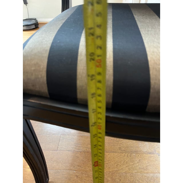 Kreiss Set of 4 Kreiss Dining Room Chairs With Jim Thompson Black & Gold Striped Silk Fabric For Sale - Image 4 of 7