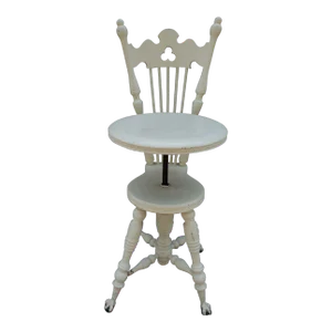 19th Century Victorian Painted Oak Adjustable Music Chair