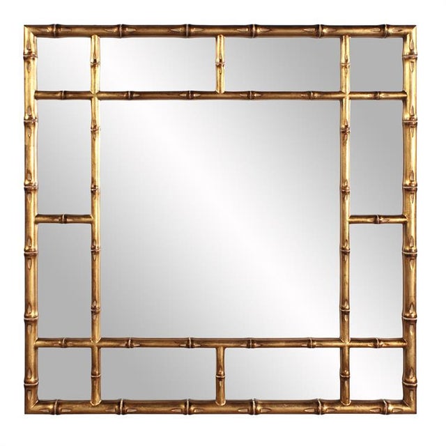 2020s Kenneth Ludwig Chicago Gold Bamboo Square Mirror For Sale - Image 5 of 5