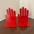 Mid century modern style Spectrum red metal hand shaped bookends. Would be great to hold letters as well. Both are in...