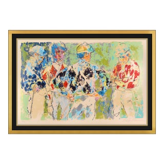 1974 Four Jockeys Modern Red Serigraph LeRoy Neiman For Sale