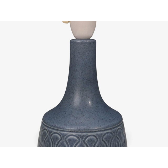1960s Danish Modern Søholm Stentøj, Table Lamps, Blue Glazed Stoneware - Pair For Sale - Image 9 of 12