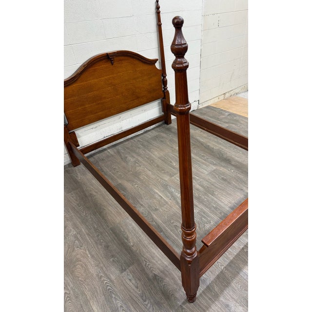 Vintage Convertible Queen or Full Size Colonial Revival Oak Four Poster Bed For Sale - Image 4 of 13