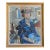 Mid-Century Modern 'Woman in a Blue Coat' Vintage Swedish Cubist Figurative Oil Painting, Framed For Sale