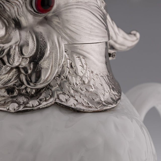Antique Cockatoo Silver and Porcelain Claret Jug from Asprey & Co, 1912 For Sale - Image 15 of 18