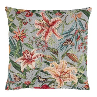 Tropical Flowers Tapestry Cushion With Feather Filler - 46x46cm (18"x18") For Sale