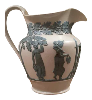 Large Early 19th Century English Neoclassical Stoneware Sprigged Jug Pitcher