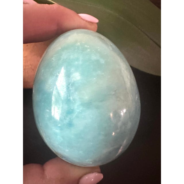 Black Pair of EggPair of Polished Stone Eggs – Caribbean Calcite & Zebra Jasper For Sale - Image 8 of 11