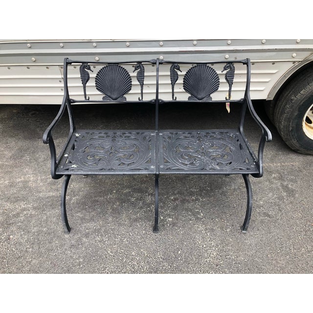 Hollywood Regency Mid 20th Century Hollywood Regency Molla Seahorse and Scallop Shell Patio Set, 3 Pieces For Sale - Image 3 of 7