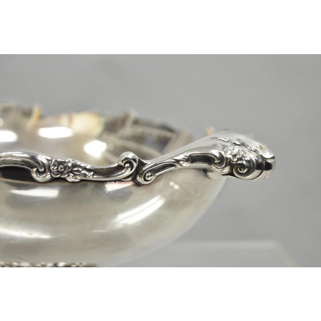 Mid 20th Century Vintage Victorian Silver Plated Oval Pedestal Centerpiece Fruit Bowl by Lunt For Sale - Image 5 of 11